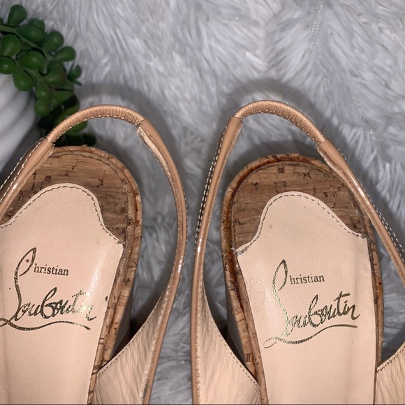 Christian Louboutin Sling Patent Leather Wedges - Picture 15 of 16